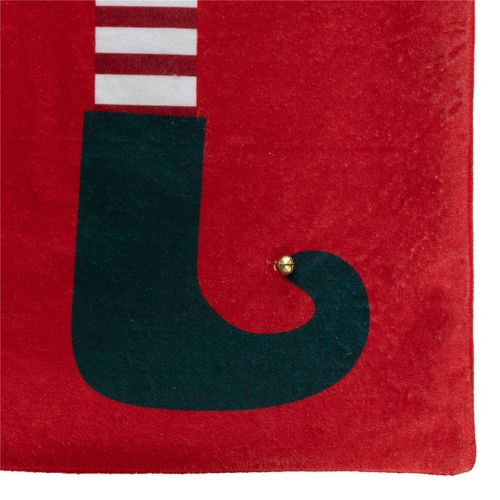 Grande Hotte De Lutin En Velours Rouge Et Vert 50 X 70 Cm