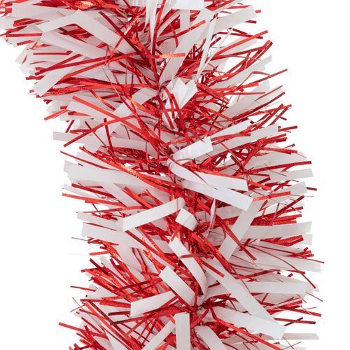 Guirlande De Noël Boa Large 15 Cm Rouge Et Blanc Longueur 2 Mètres