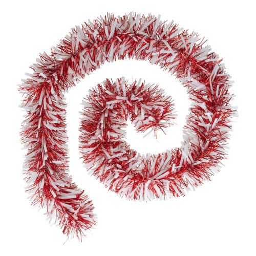 Guirlande De Noël Boa Large 15 Cm Rouge Et Blanc Longueur 2 Mètres