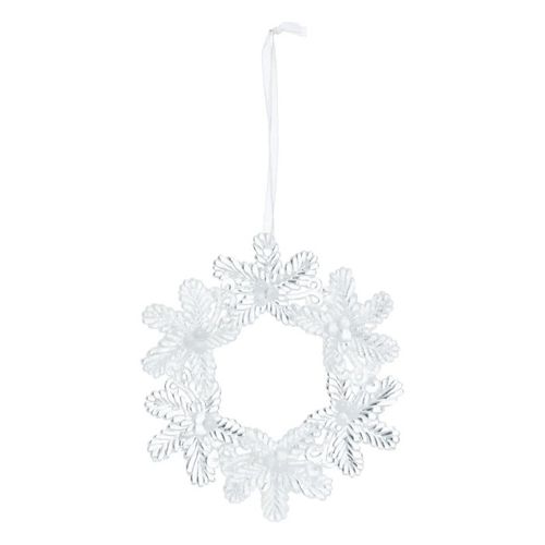 Sujet De Noël Couronne De Fleur "perle" 10cm Transparent