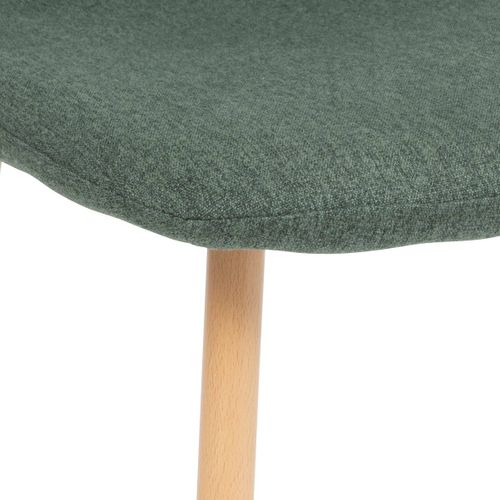 Chaise De Table En Tissu Vert Cèdre Et Pieds En Métal Effet Bois