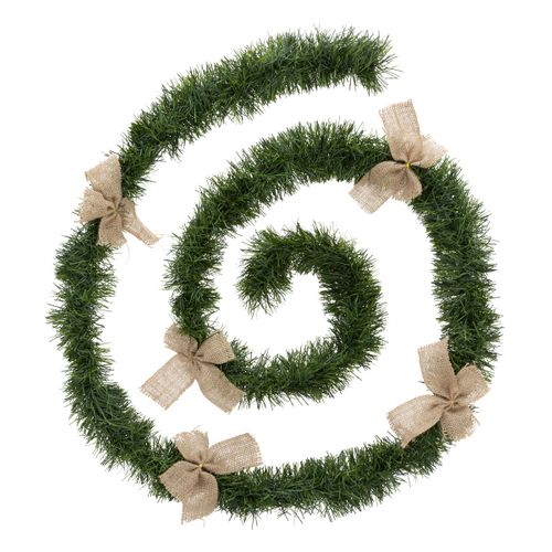 Guirlande De Noël Large 10 Cm Verte Avec 5 Noeuds Longueur 2.7 Mètres