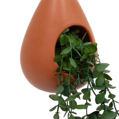 Plante Artificielle Suspendue Dans Un Pot En Céramique Terracotta H 60 Cm
