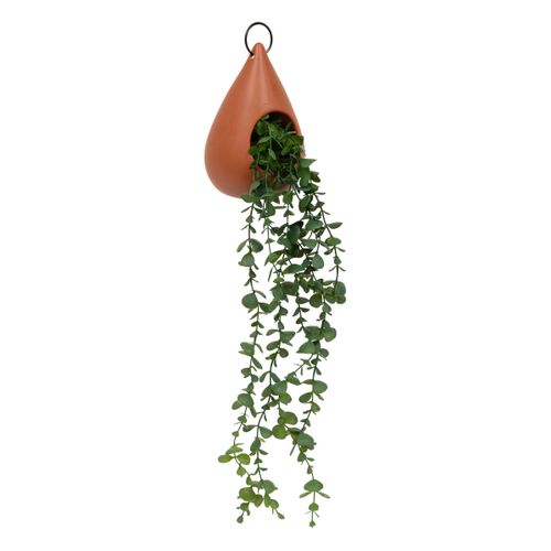 Plante Artificielle Suspendue Dans Un Pot En Céramique Terracotta H 60 Cm