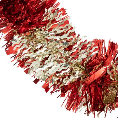 Guirlande De Noël Large 10 Cm Boa Mixte Rouge Et Or Longueur 2 Mètres