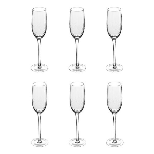 Lot De 6 Flûtes à Champagne Design "victoria" 21cl Transparent