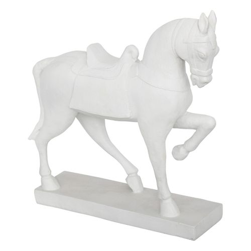 Objet Décoratif Cheval Blanc En Résine H 34 Cm