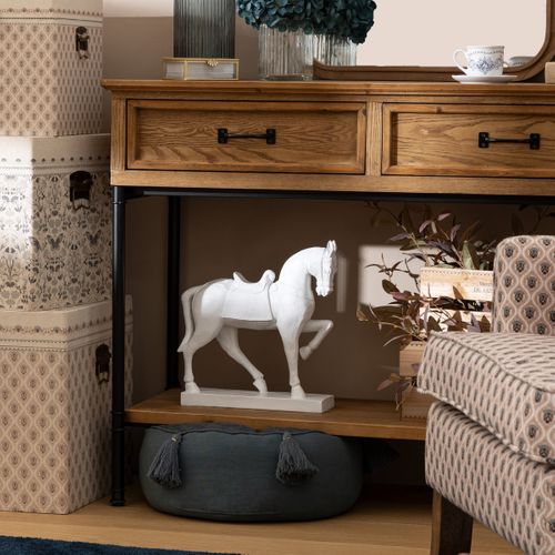 Objet Décoratif Cheval Blanc En Résine H 34 Cm