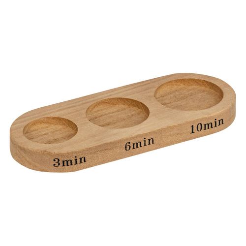 Set 3 Sabliers H.15cm Verre Avec Plateau Bois