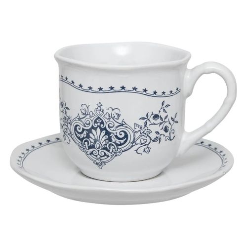 Coffret 2 Tasses et Sous-tasses "little Cottage" 18cl Blanc