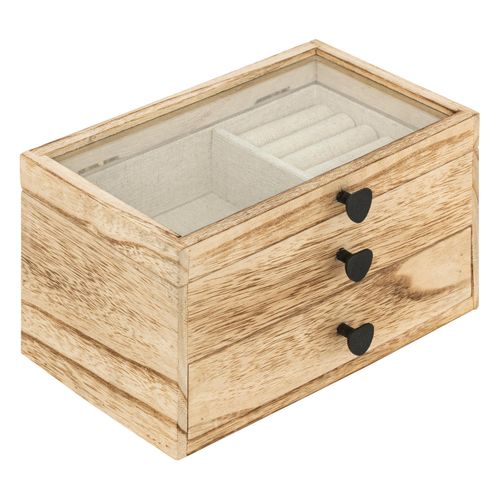 Boîte à Bijoux En Bois Naturel Sur 2 Étages Avec Tiroir