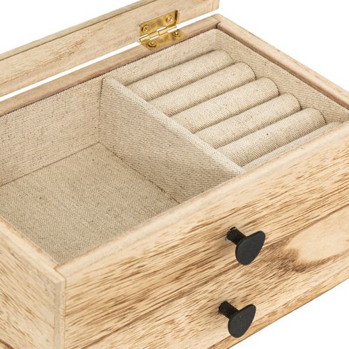 Boîte à Bijoux En Bois Naturel Sur 2 Étages Avec Tiroir