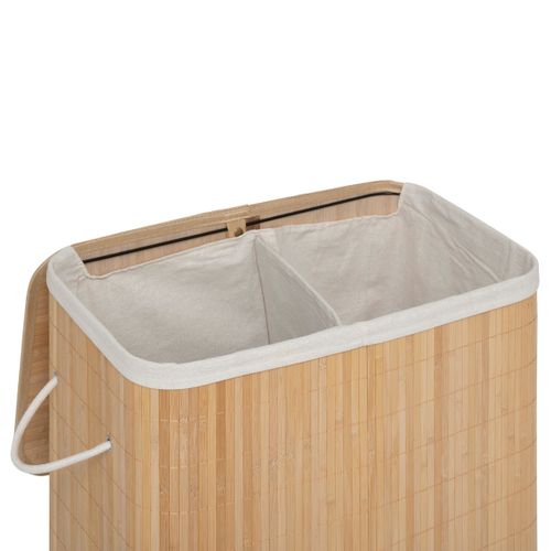 Panier à Linge En Bambou 100l Avec 2 Bacs De Tri H 63 Cm