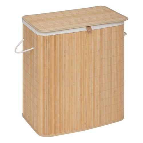 Panier à Linge En Bambou 100l Avec 2 Bacs De Tri H 63 Cm