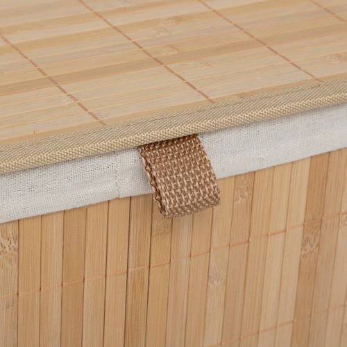 Panier à Linge En Bambou 100l Avec 2 Bacs De Tri H 63 Cm