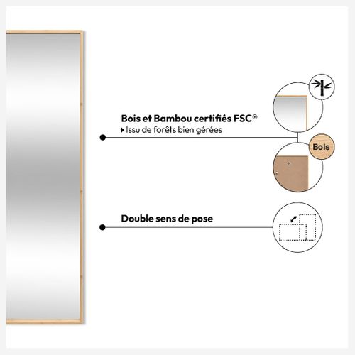 Miroir Mural 125x35cm Bambou