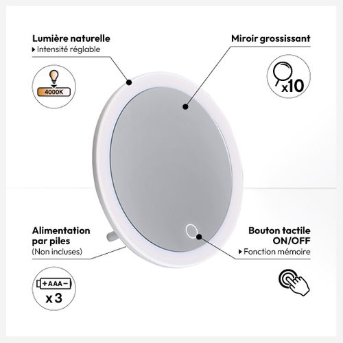 Miroir LED Pivotant Zoom X10