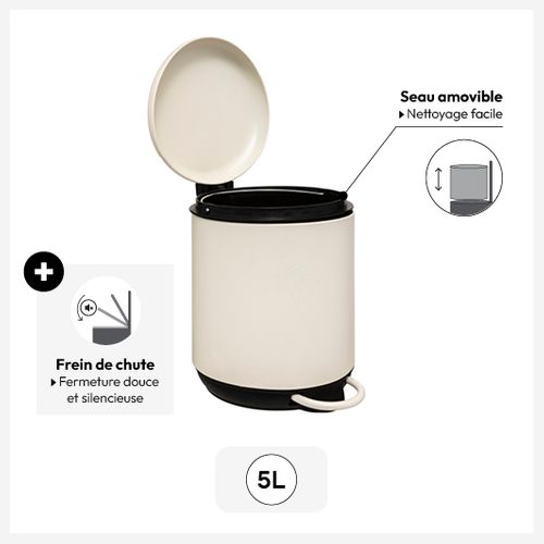 Poubelle "duo" 5l Ivoire