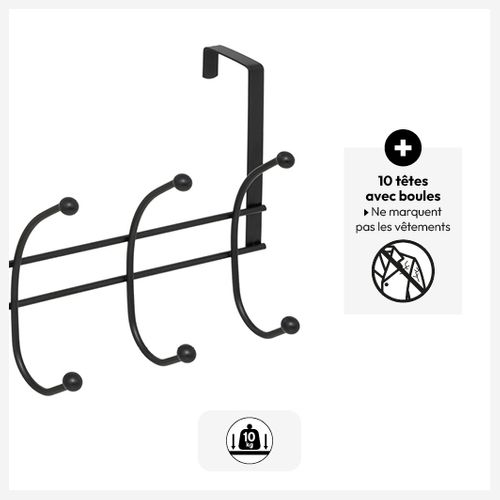 Patère 4 Têtes Acier Noir