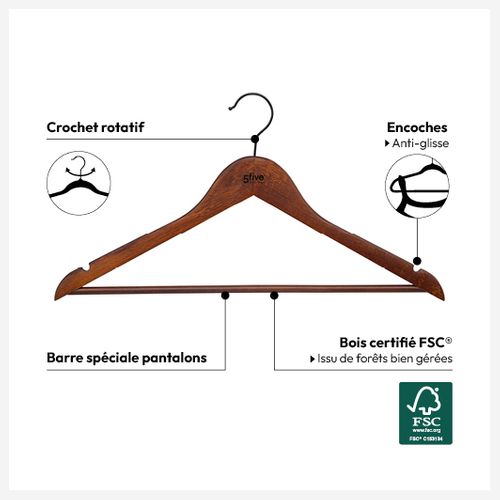 Lot De 2 Cintres En Bois Foncé