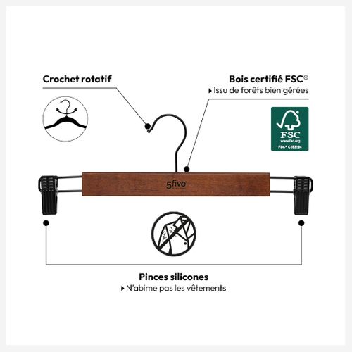 Lot De 2 Cintres à Pinces En Bois Foncé
