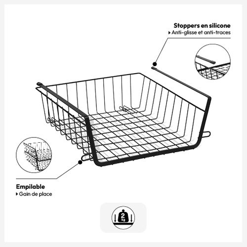 Panier De Rangement à Suspendre 31,5cm Noir