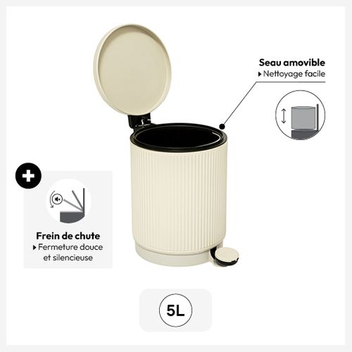 Poubelle "onyx" 5l Lin