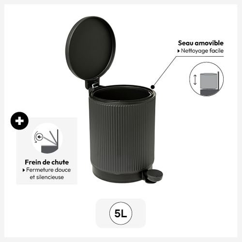 Poubelle "onyx" 5l Ardoise