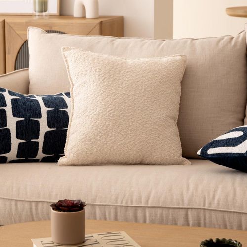 Coussin Déco Bouclette "soana" 45x45 Ivoire