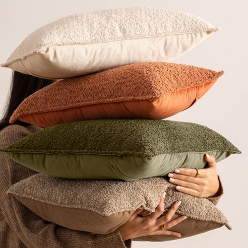 Coussin Déhoussable Bouclette Rectangle - 30x50 Cm - Ivoire