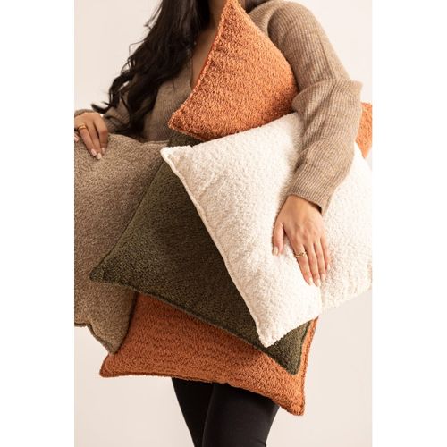 Coussin Déhoussable Bouclette Rectangle - 30x50 Cm - Ivoire