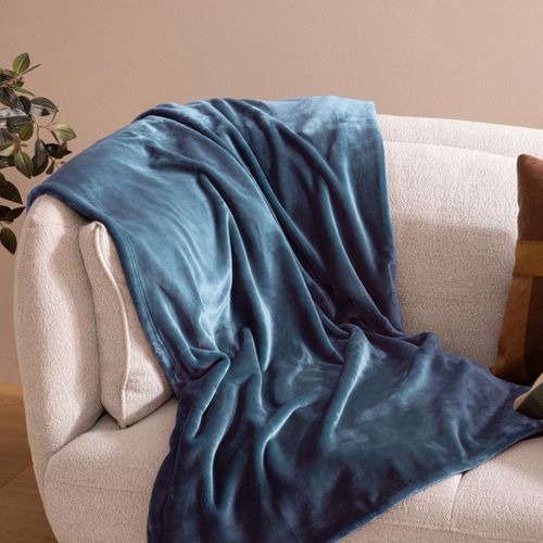 Plaid Flanelle Fourrure Bleu Egéen 180 X 230 Cm