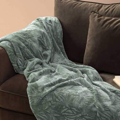 Plaid Flanelle Bleu Givré Motif En Relief 180 X 230 Cm