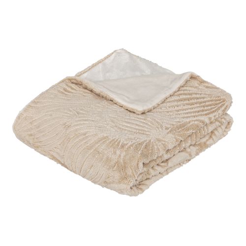 Plaid Fourrure Blanc Ivoire Motif En Relief 120 X 160 Cm