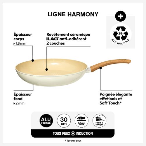 Poêle "harmony" D30cm Aluminium Forgé Beige