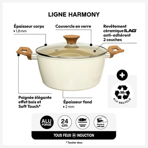 Faitout "harmony" D24cm En Aluminium Forgé Beige