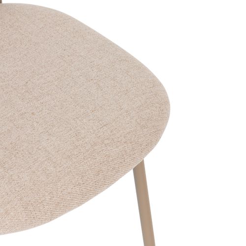Chaise De Table En Tissu Texturé Beige Et Pieds En Métal