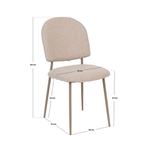Chaise De Table En Tissu Texturé Beige Et Pieds En Métal