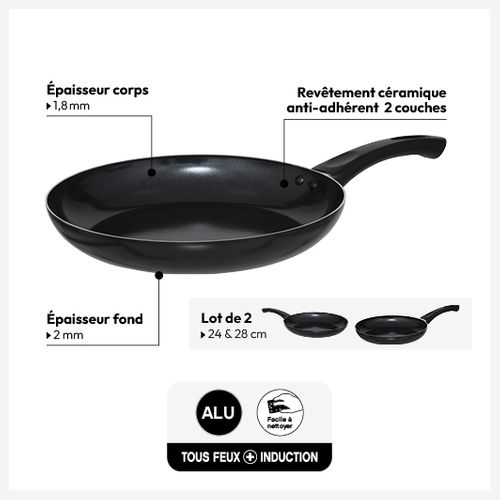 2 Poêles En Aluminium D24/28cm