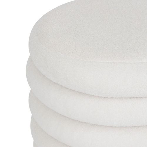 Pouf Avec Coffre En Tissu à Bouclettes Blanc 59 X 45 Cm