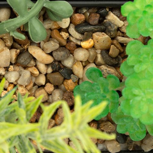 Plantes Artificielles Dans Un Support En Métal Noir à Suspendre H 41 Cm