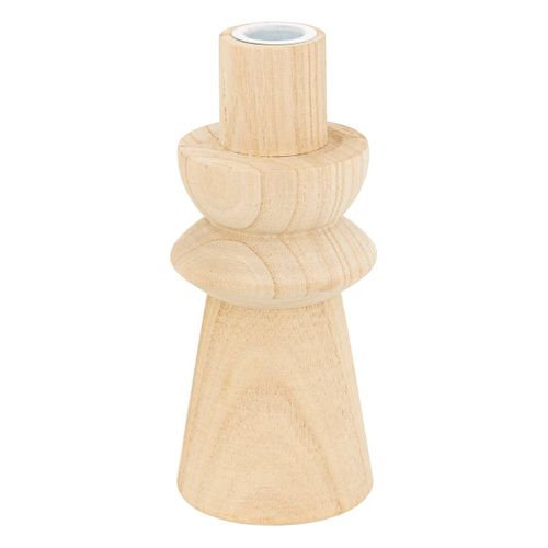 Lot De 2 Bougeoirs Chandeliers En Bois H 23.5 Cm