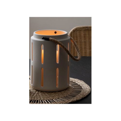 Lanterne En Céramique Blanche Mat D 15,5 X H 22 Cm