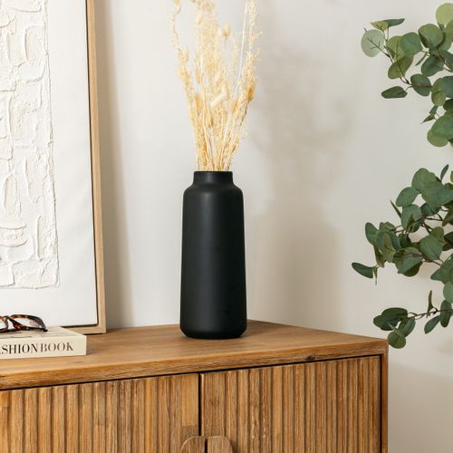 Vase Haut En Céramique Mat Noir H 30 Cm