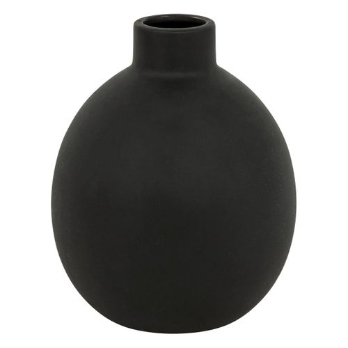Vase En Céramique Mat Noir H 18 Cm