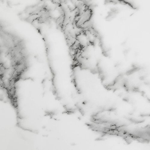 Table Basse Ronde En Verre Trempé Aspect Marbre Blanc D. 70 X H. 40 Cm