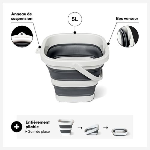 Seau "retractable" 5l Gris Et Blanc
