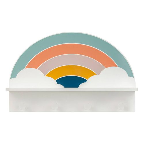 Patère Étagère Enfant Soel Motif Arc-en-ciel 4 Crochets