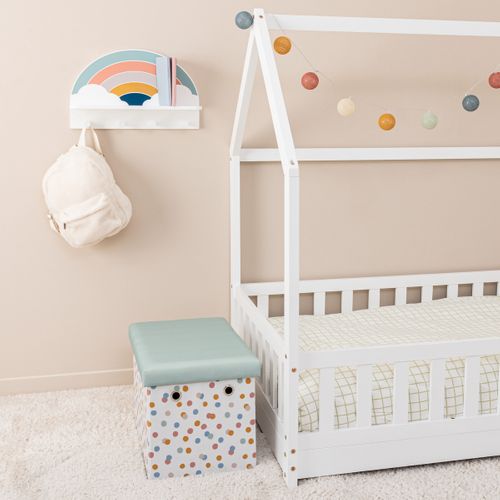 Patère Étagère Enfant Soel Motif Arc-en-ciel 4 Crochets