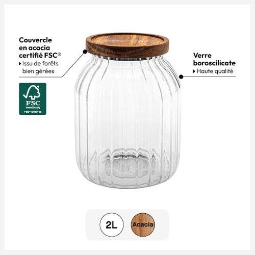 Bocal "harmony" 2l En Verre Et Acacia